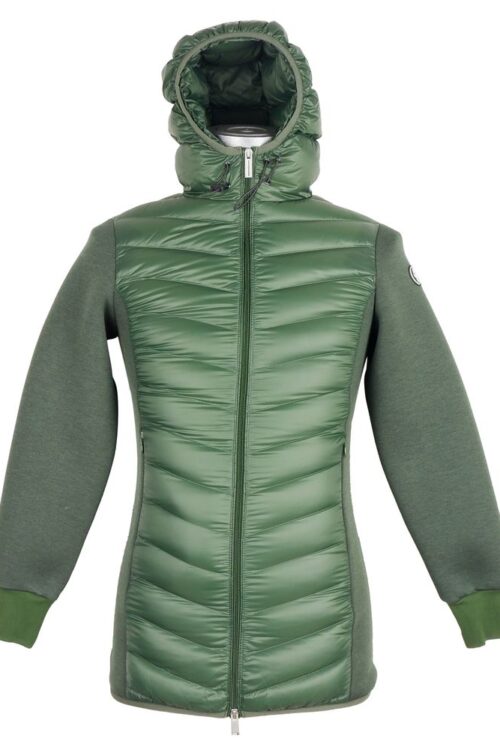 Centogrammi Elegant Hooded Long Down Jacket in Dark Green