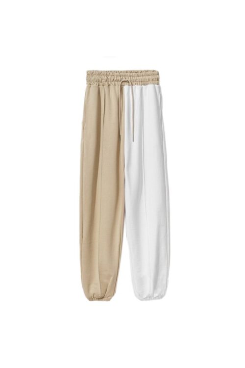 Comme Des Fuckdown Chic Beige Two-Tone Drawstring Sweatpants