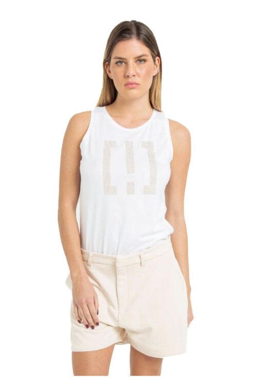 Imperfect Studded Logo Cotton Tank Top for Women