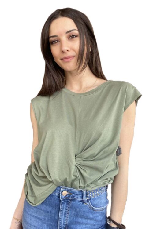 Imperfect Elegant Sleeveless Knot-Front Top