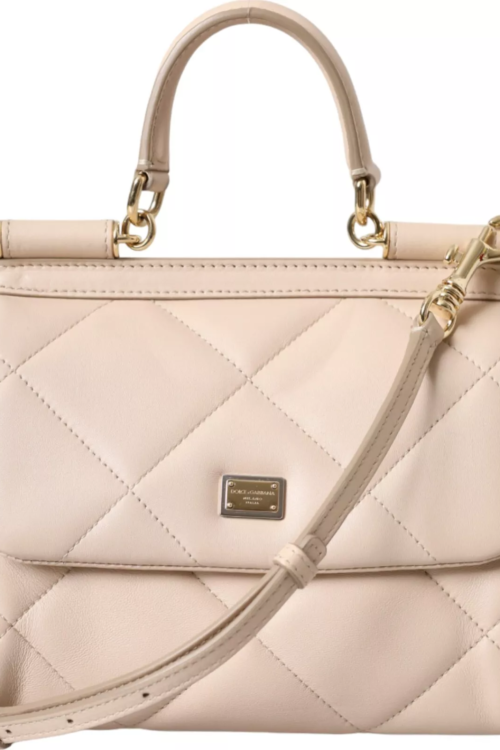Dolce & Gabbana Beige Leather SICILY Hand Shoulder Satchel Bag