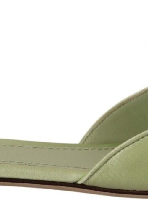 Dolce & Gabbana Elegant Crystal-Embellished Green Leather Slides