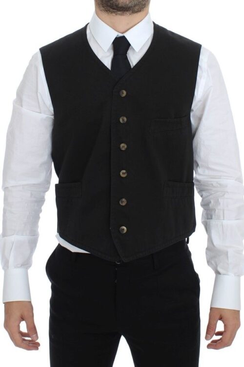 Dolce & Gabbana Elegant Black Cotton Blend Dress Vest