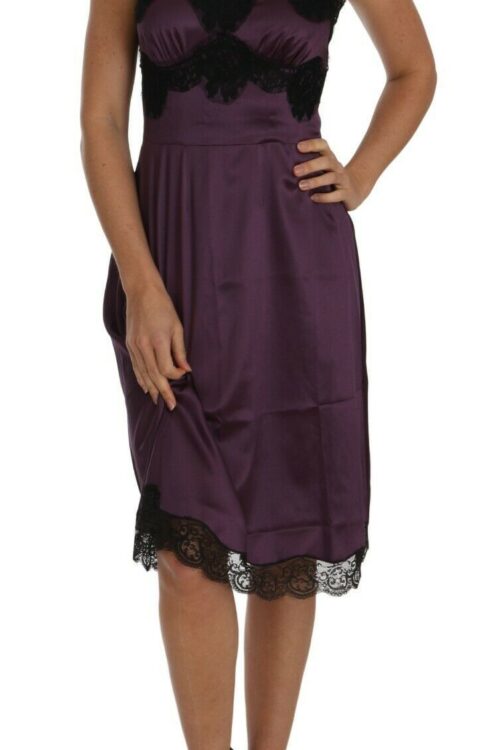 Dolce & Gabbana Elegant Purple Silk Lace Chemise Dress