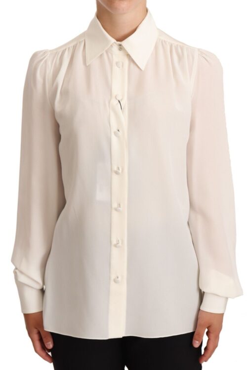 Dolce & Gabbana Elegant Silk Top in Off White