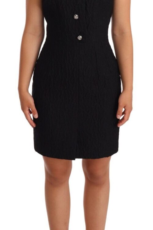 Dolce & Gabbana Elegant Black Sheath Mini Dress with Crystal Buttons