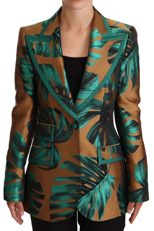 Dolce & Gabbana Elegant Leaf Print Silk-Blend Coat