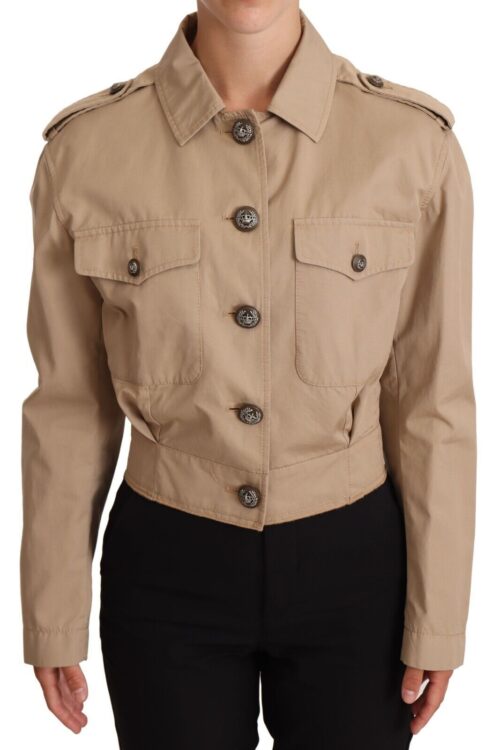 Dolce & Gabbana Elegant Cropped Cotton Jacket in Beige