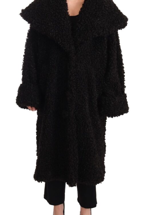 Dolce & Gabbana Elegant Black Fur Cape Trench Coat