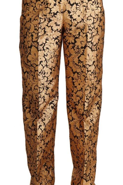Dolce & Gabbana Elegant Floral Jacquard High Waist Trousers