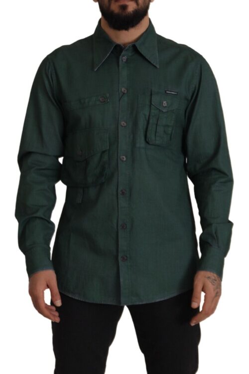 Dolce & Gabbana Emerald Elegance Slim Fit Casual Shirt
