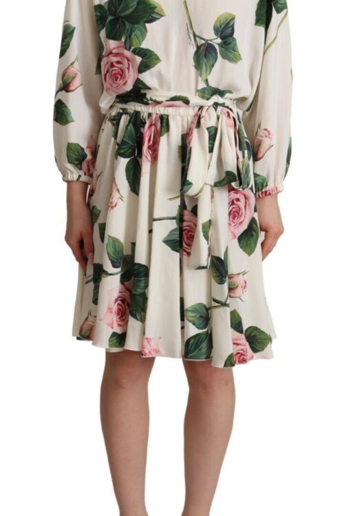 Dolce & Gabbana Elegant Silk Floral A-Line Dress