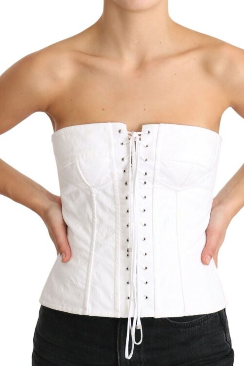 Dolce & Gabbana Elegant White Strapless Corset Top