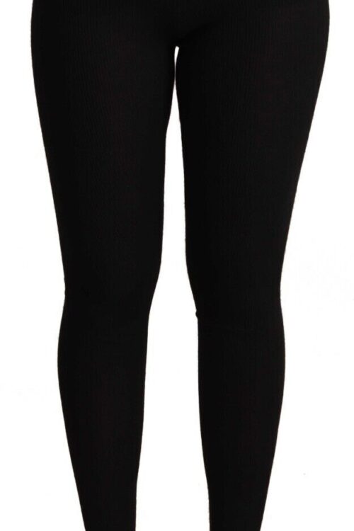 Dolce & Gabbana Black High Waist Cashmere Tights Pants