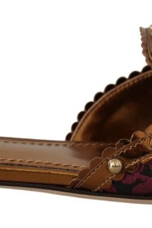 Dolce & Gabbana Chic Floral Print Flat Sandals with Faux Pearl Detail