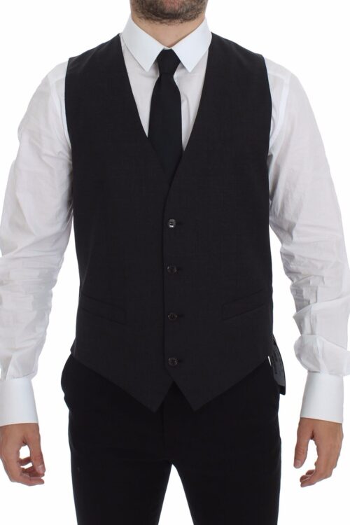 Dolce & Gabbana Sleek Gray Wool Dress Vest