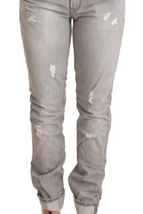 Acht Chic Slim Fit Tattered Gray Wash Jeans