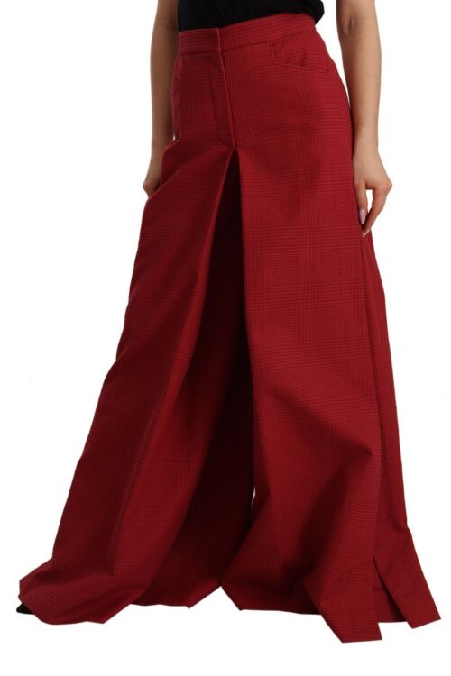 Dolce & Gabbana Elegant High Waist Wide Leg Pants in Red