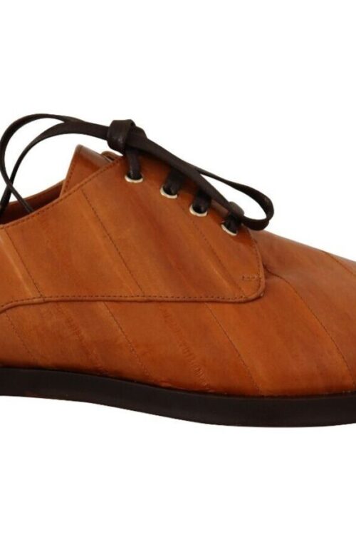 Dolce & Gabbana Elegant Eel Leather Lace-Up Formal Flats