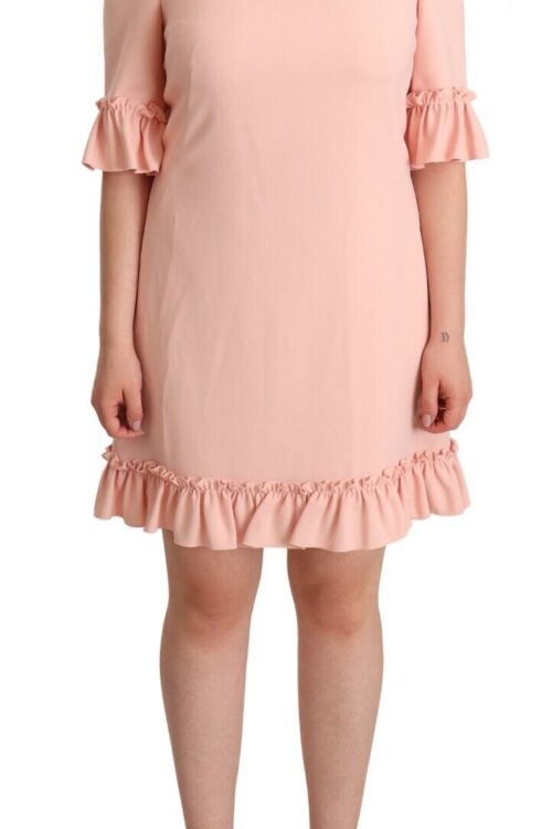 Dolce & Gabbana Ruffled Sleeve Sheath Dress in Pink