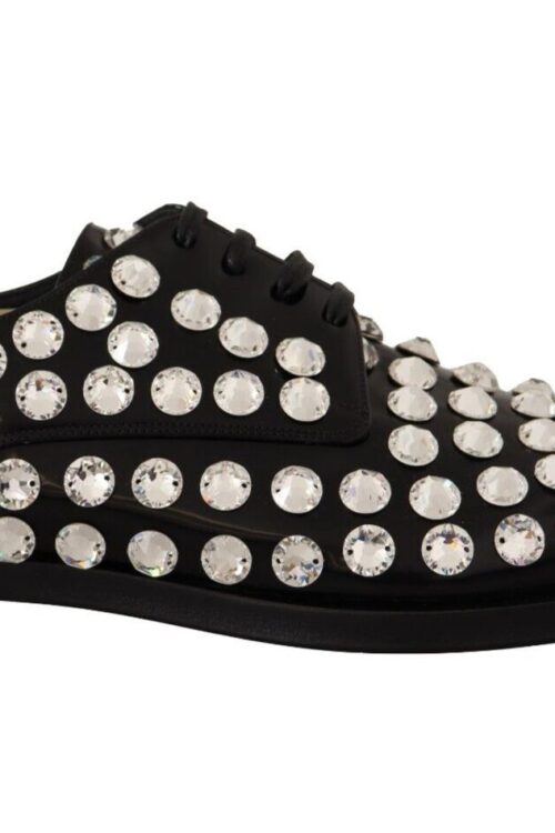 Dolce & Gabbana Crystal-Embellished Leather Formal Flats