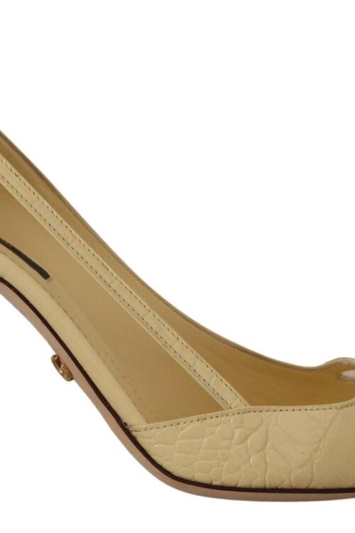 Dolce & Gabbana Chic Pointed Toe Leather Pumps in Sunshine Yellow