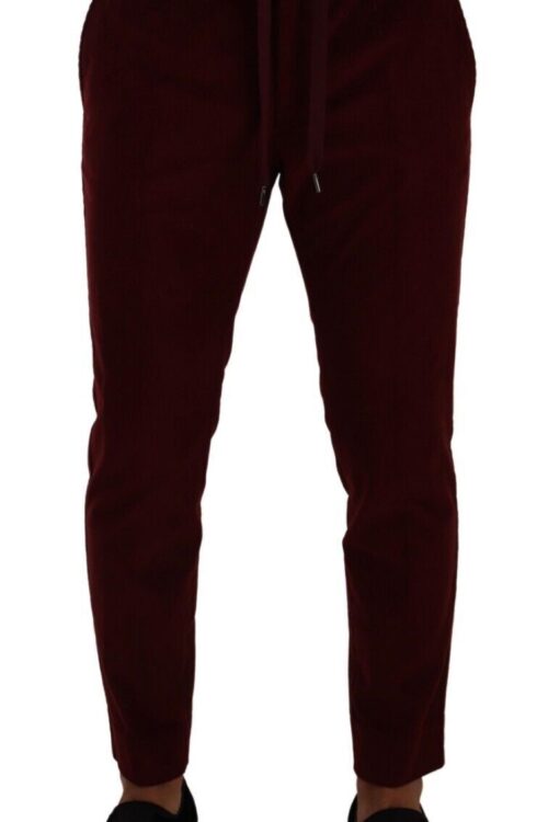 Dolce & Gabbana Elegant Bordeaux Velvet Dress Trousers