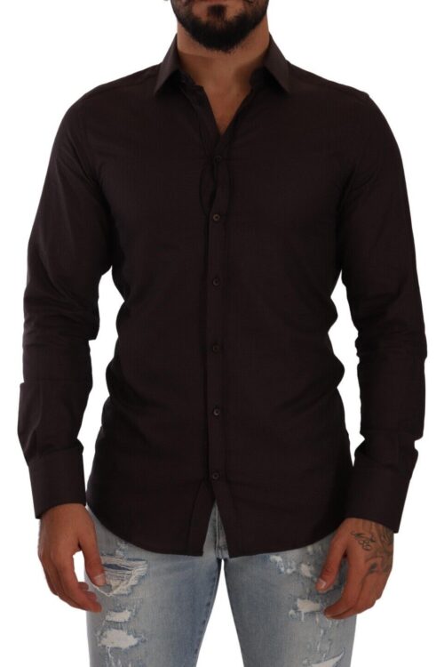 Dolce & Gabbana Elegant Burgundy Slim Fit Dress Shirt
