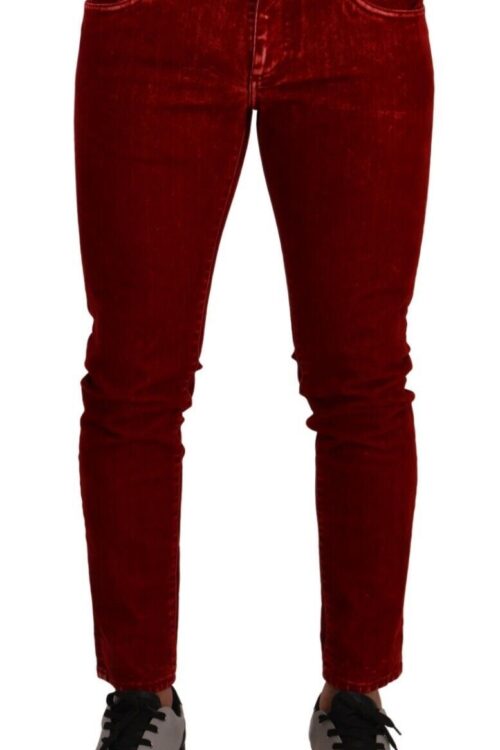 Dolce & Gabbana Ravishing Red Slim Fit Designer Jeans
