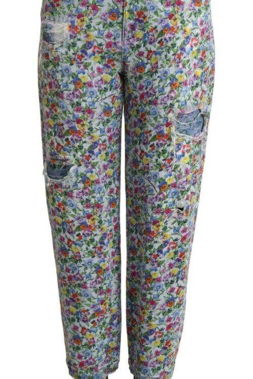 Dolce & Gabbana Floral High Waisted Tapered Denim Jeans