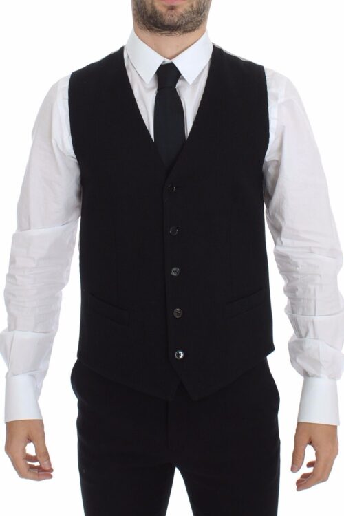 Dolce & Gabbana Elegant Black Silk Dress Vest