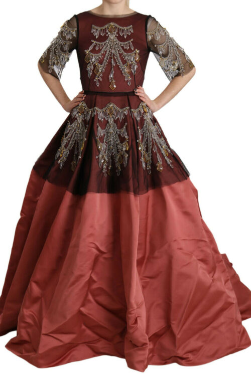 Dolce & Gabbana Elegant Crystal Embellished Silk Gown