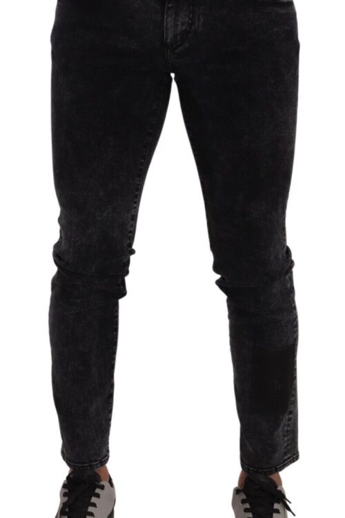 Dolce & Gabbana Sleek Slim-Fit Designer Jeans in Black Gray