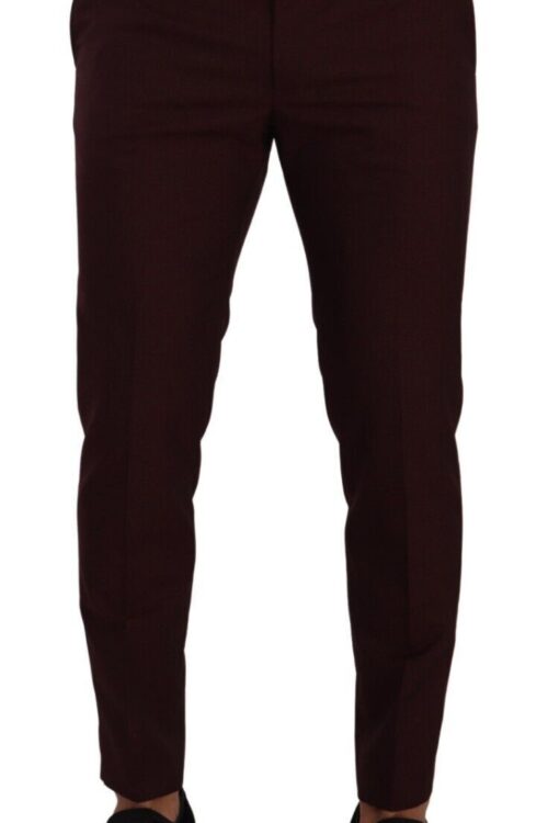 Dolce & Gabbana Maroon Slim Fit Dress Pants