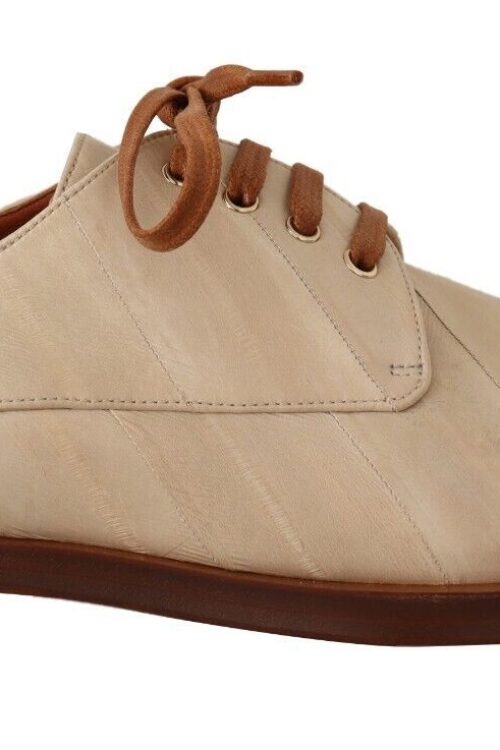 Dolce & Gabbana Elegant Beige Eel Leather Formal Flats