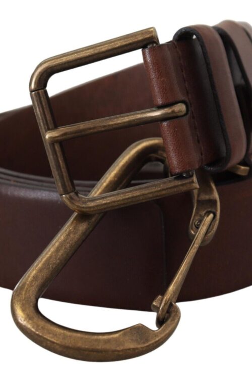 Dolce & Gabbana Elegant Brown Leather Belt with Metal Buckle