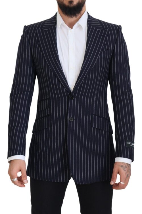 Dolce & Gabbana Elegant Navy Slim Fit Wool Blazer