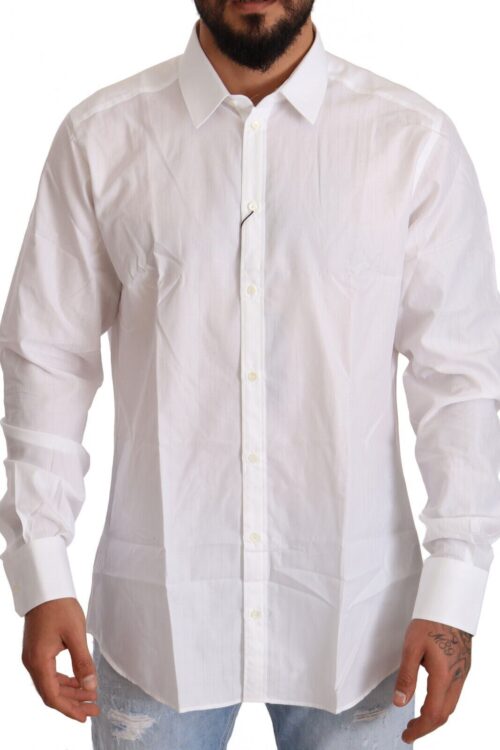 Dolce & Gabbana White Cotton Martini Fit Shirt