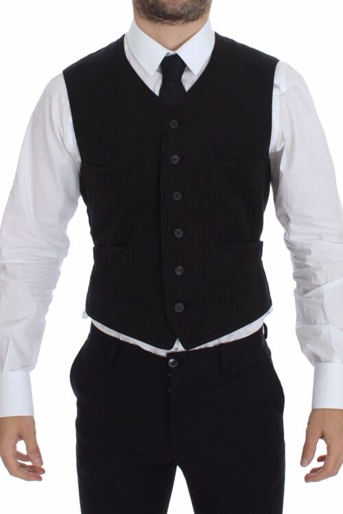 Dolce & Gabbana Elegant Black Cotton Blend Dress Vest