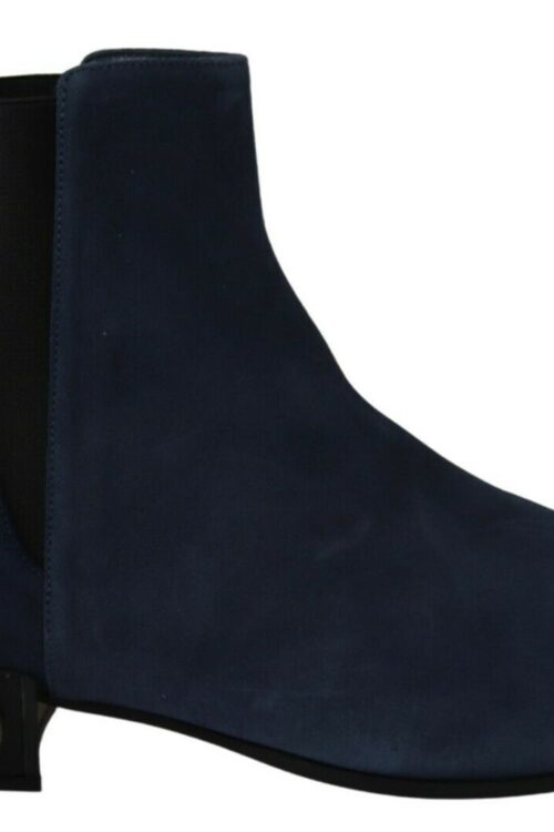Dolce & Gabbana Chic Blue Suede Mid-Calf Boots with Stud Details