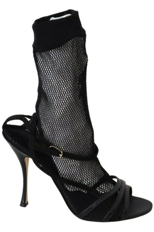 Dolce & Gabbana Chic Black Mesh Stiletto Sandals