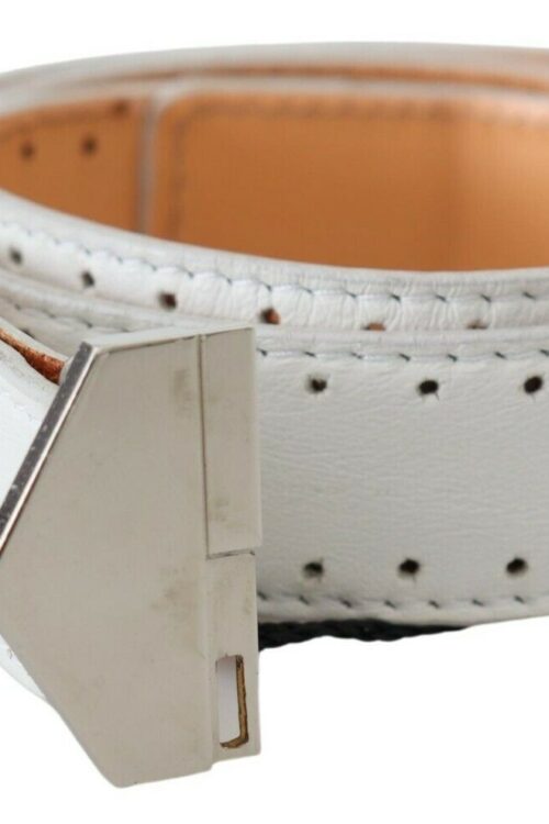 GF Ferre Elegant White Leather Fashion Belt