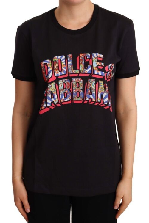 Dolce & Gabbana Elegant Black Cotton Logo Tee