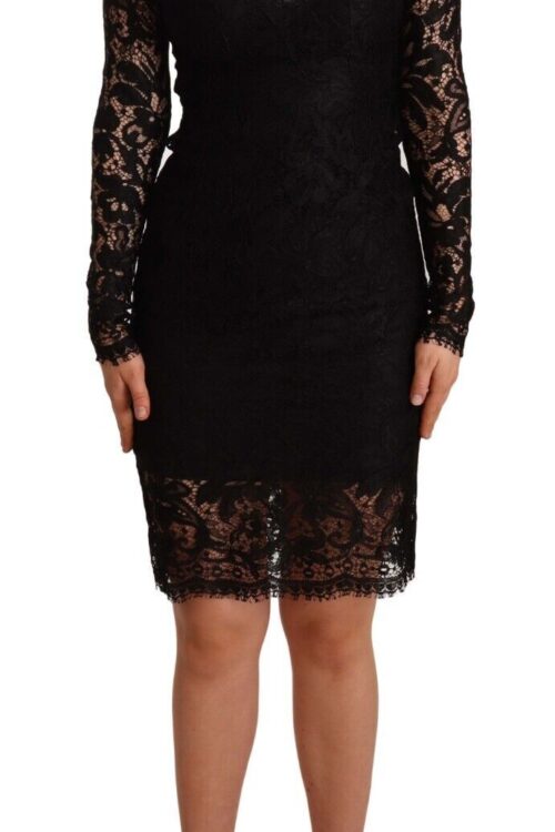 Dolce & Gabbana Elegant Black Lace Knee-Length Dress