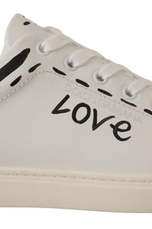 Dolce & Gabbana Elegant White Leather Casual Sneakers