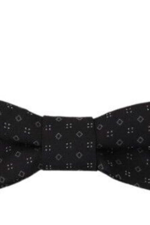 Dolce & Gabbana Exclusive Silk Patterned Black Bow Tie