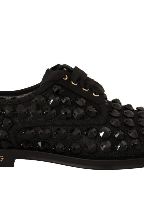 Dolce & Gabbana Elegant Gros Grain Lace-Up Jeweled Flats