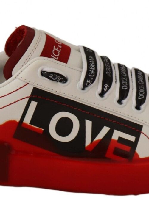 Dolce & Gabbana Asymmetrical Graphic Leather Sneakers