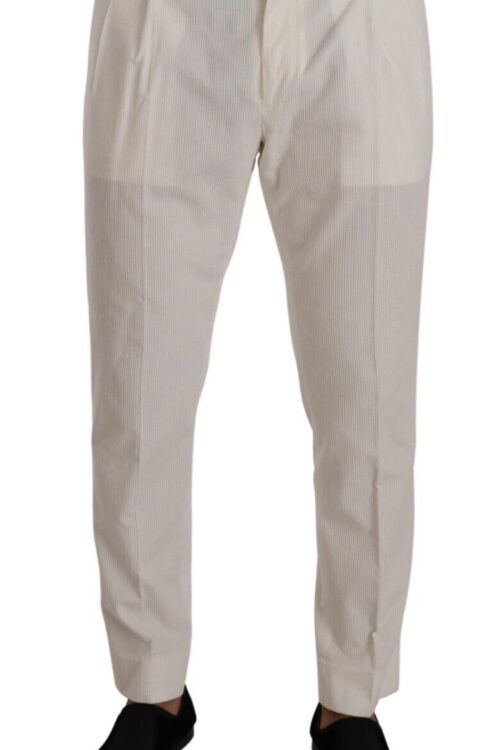 Dolce & Gabbana Elegant Tapered Corduroy Pants in Off White
