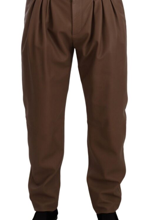 Dolce & Gabbana Elegant Tapered High Waist Leather Pants
